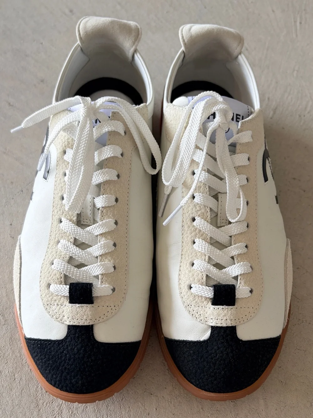 Chanel embossed suede leather sneakers 39